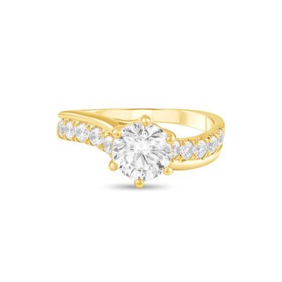 Lab Grown Diamond Round Center Engagement Ring in 10K Yellow Gold (2 ct. tw.)