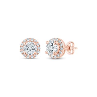 Lab Grown Diamond Halo Stud Earrings in 14K Rose Gold (2 ct. tw.)