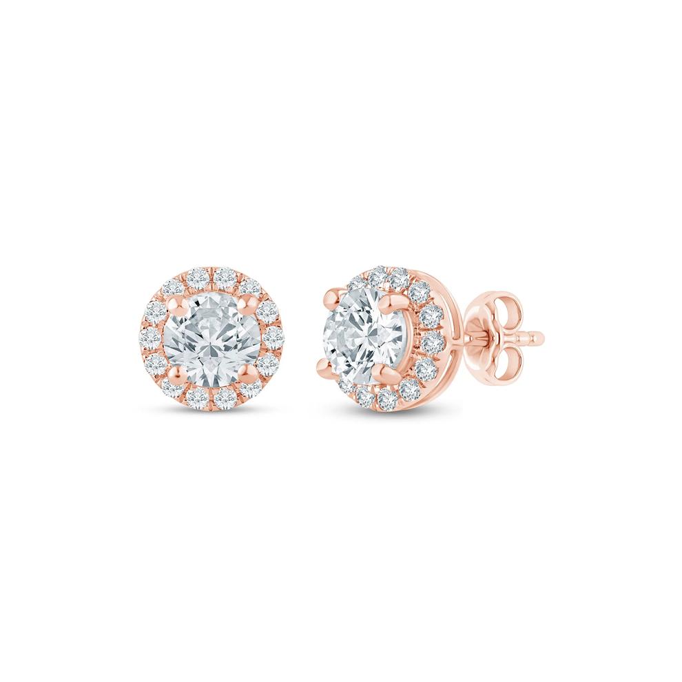 Lab Grown Diamond Halo Stud Earrings in 14K Rose Gold (2 ct. tw.) – Image 1 of 1