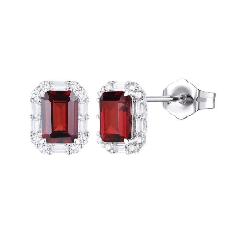 Garnet &amp; Lab-Created White Sapphire Ring, Earring, &amp; Pendant Set in Sterling Silver – Image 2 of 8
