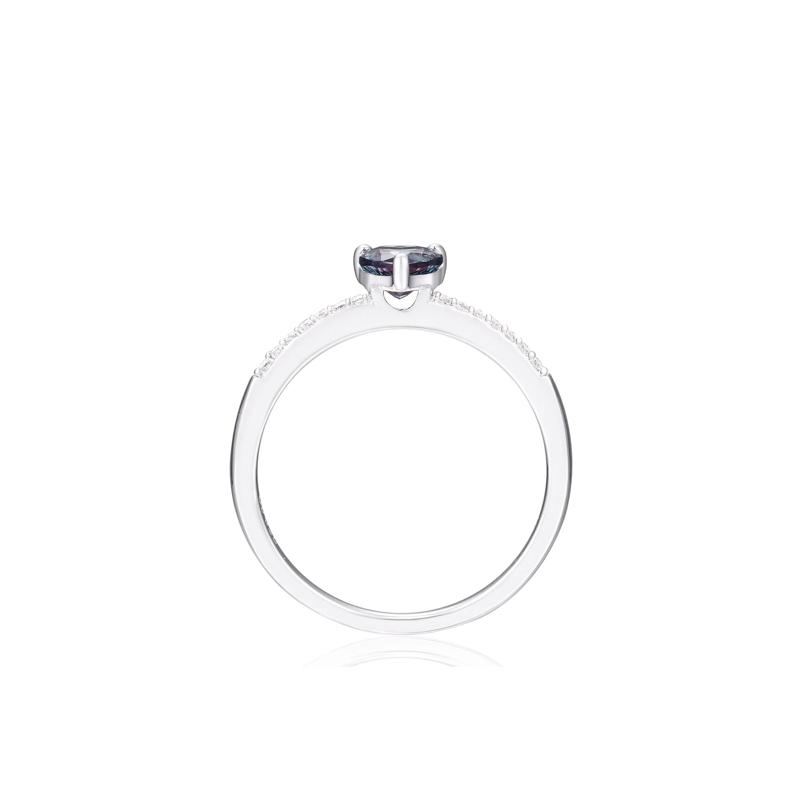 Lab-Created Alexandrite Heart Ring with Lab-Created White Sapphires in Sterling Silver – Image 2 of 3