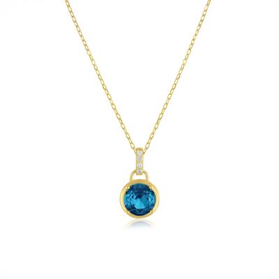 London Blue Topaz & Lab-Created White Sapphire Pendant Necklace in Vermeil