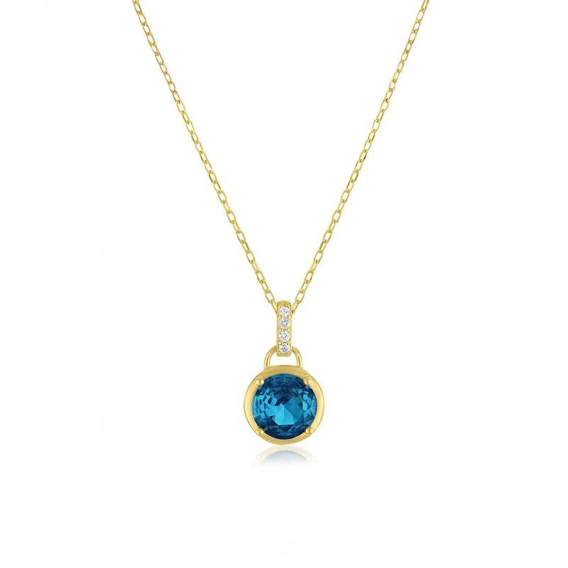 London Blue Topaz &amp; Lab-Created White Sapphire Pendant Necklace in Vermeil – Image 1 of 3