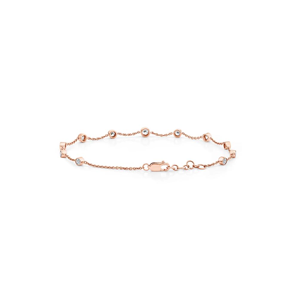 Lab Grown Diamond Bezel Station Bracelet in 10K Rose Gold, 7.25" (1 ct. tw.) – Image 2 of 2