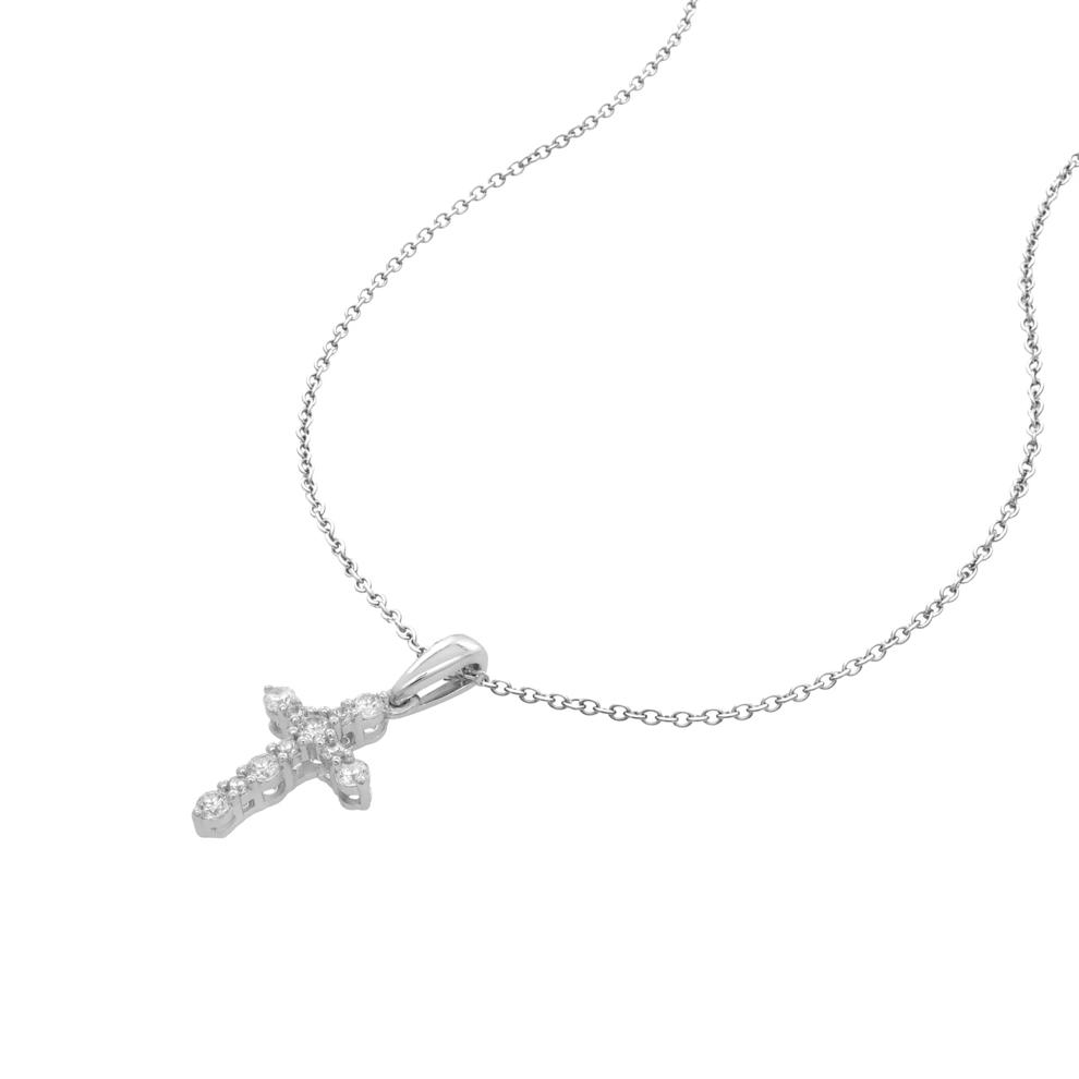 Diamond Cross Pendant Necklace in Sterling Silver (1/4 ct. tw.) – Image 2 of 4