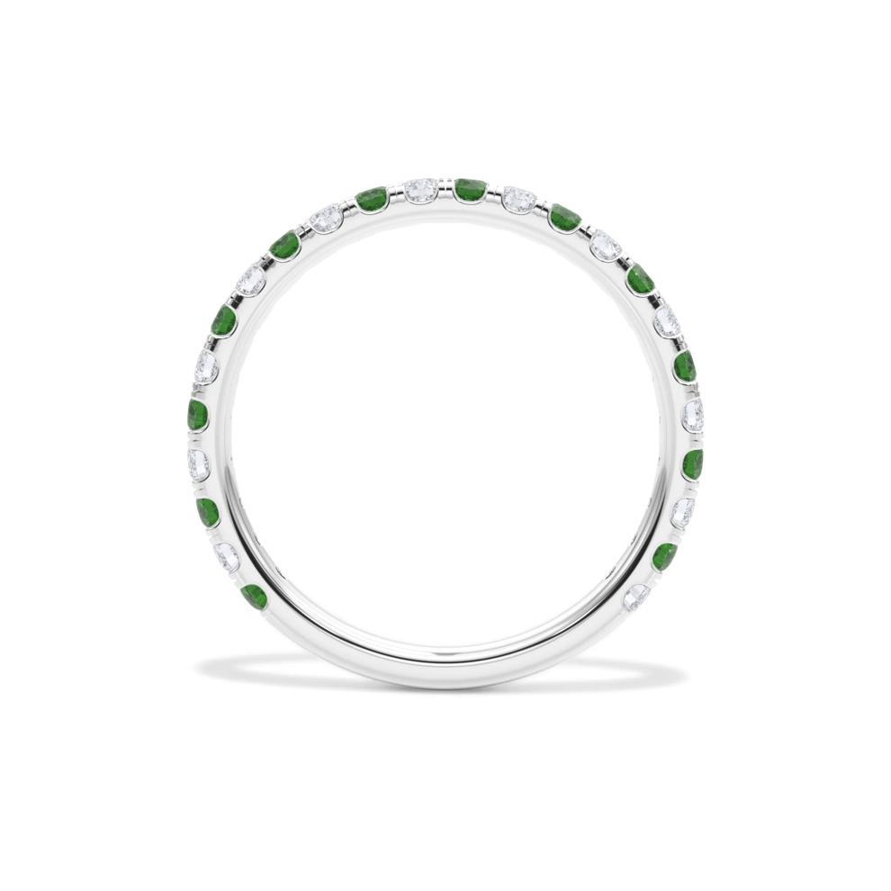 Lab Grown Diamond &amp; Lab-Created Emerald Anniversary Band in 14K White Gold (1/3 ct. tw.) – Image 2 of 4
