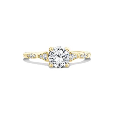Lab Grown Diamond Round Center Faux Marquise Engagement Ring in 10K Yellow Gold (1 1/8 ct. tw.)