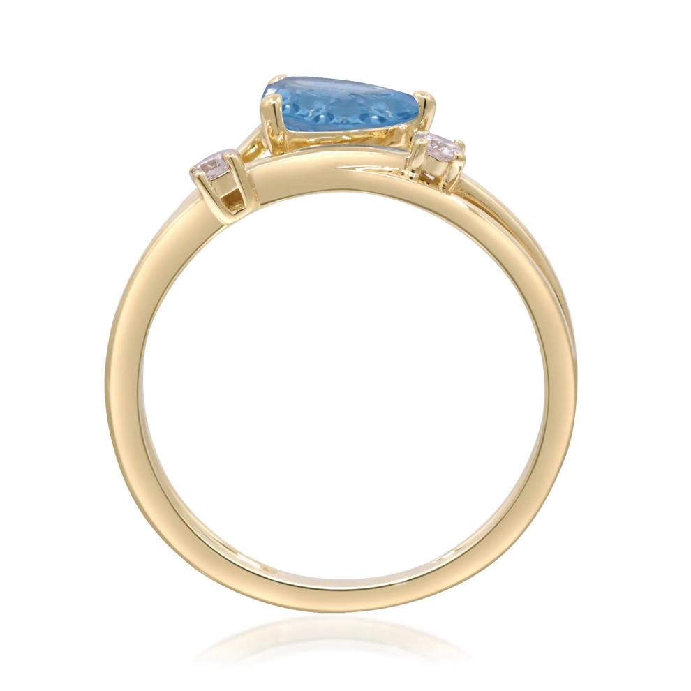 Blue Topaz &amp; Diamond Multi-Row Ring in 10K Yellow Gold (1/10 ct. tw.) – Image 2 of 5