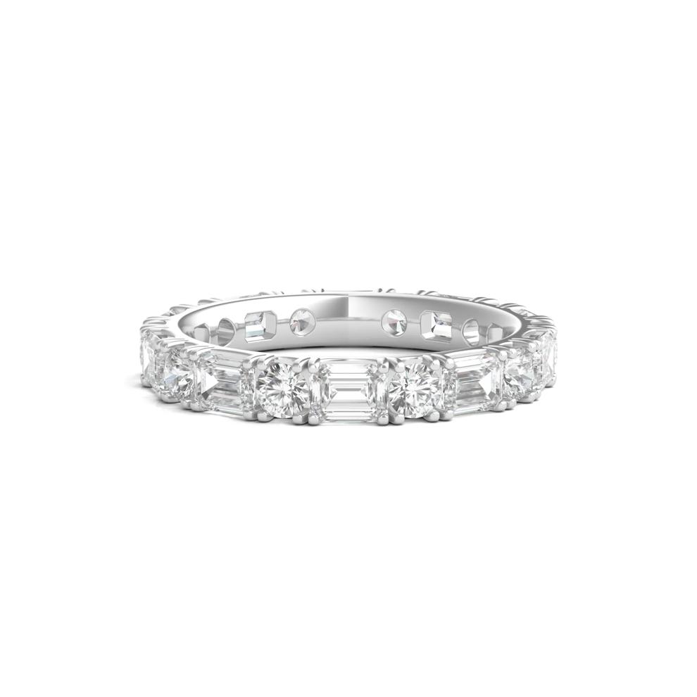 Round and Emerald-Cut Lab Grown Diamond Eternity Band in 14K White Gold (3 ct. tw.) – Image 1 of 3