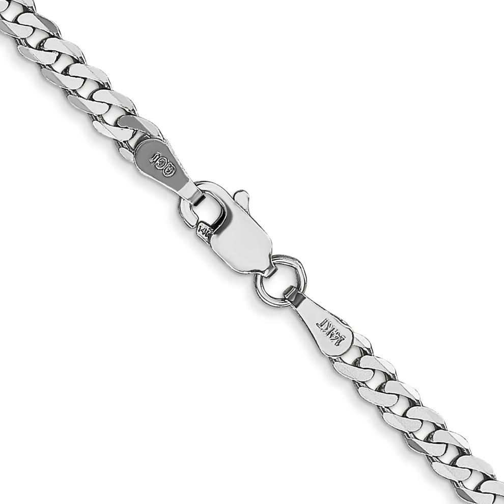Solid Flat Beveled Curb Chain in 14K White Gold, 2.9MM, 24&rdquo; – Image 3 of 4