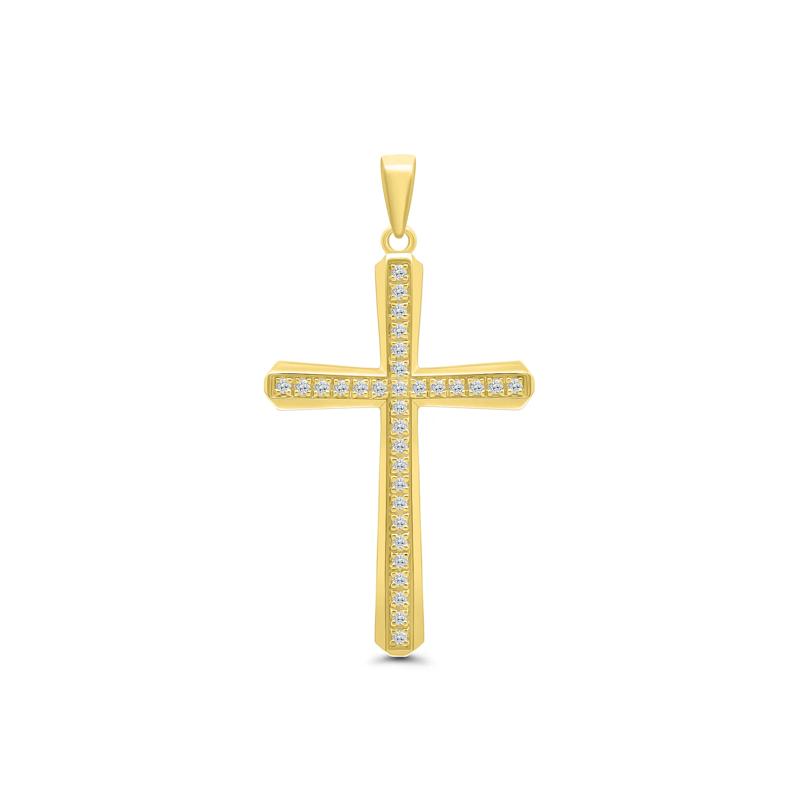 Diamond Cross Pendant in 10K Yellow Gold &#40;1/3 ct. tw.&#41; – Image 1 of 2
