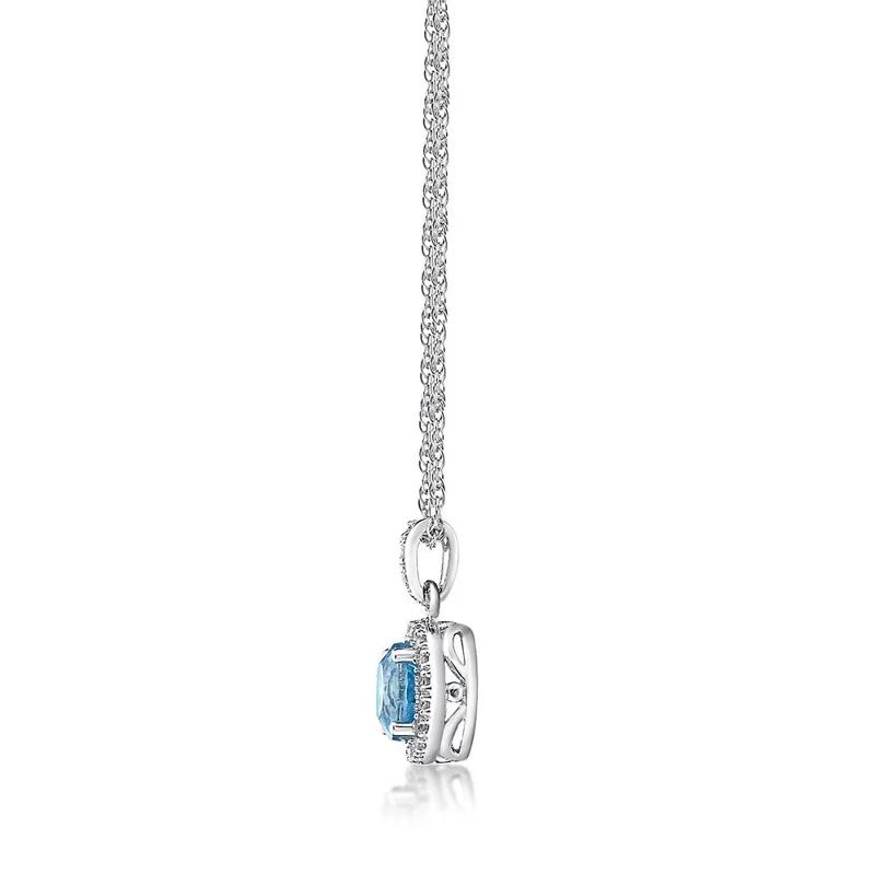 Swiss Blue Topaz &amp; 1/10 ct. tw. Diamond Pendant in Sterling Silver – Image 2 of 4