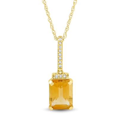 Citrine and Diamond Accent Pendant in 10K Yellow Gold