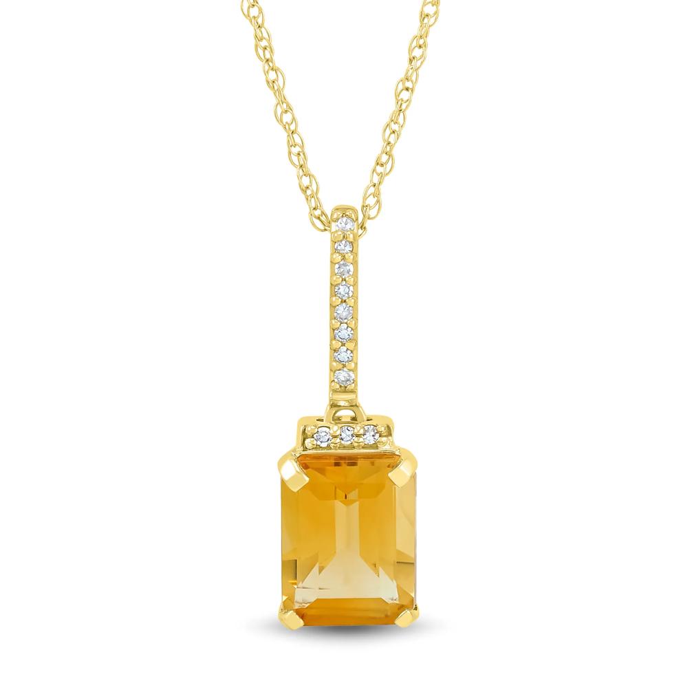 Citrine and Diamond Accent Pendant in 10K Yellow Gold – Image 1 of 3