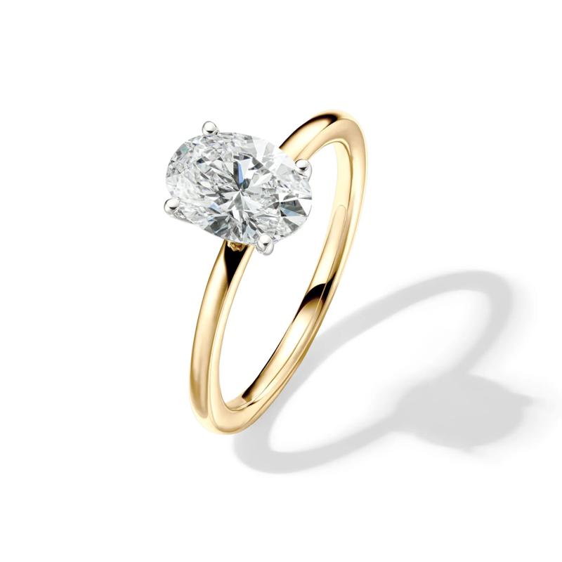 Lab Grown Diamond Solitaire Oval Engagement Ring in 14K Yellow Gold (1 1/2 ct.) – Image 4 of 4
