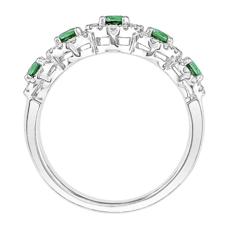 Emerald &amp; 1/3 ct. tw. Diamond Ring in 14K White Gold – Image 2 of 3