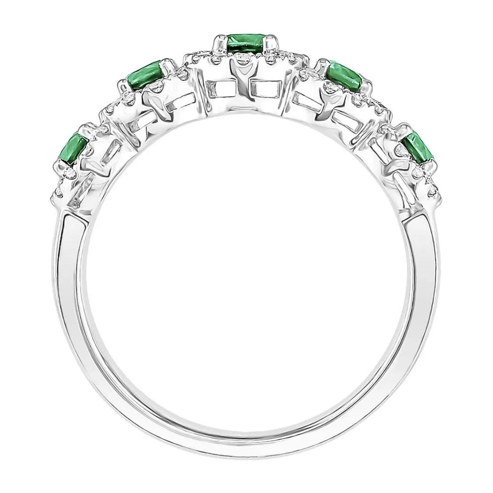 Emerald &amp; 1/3 ct. tw. Diamond Ring in 14K White Gold – Image 2 of 3
