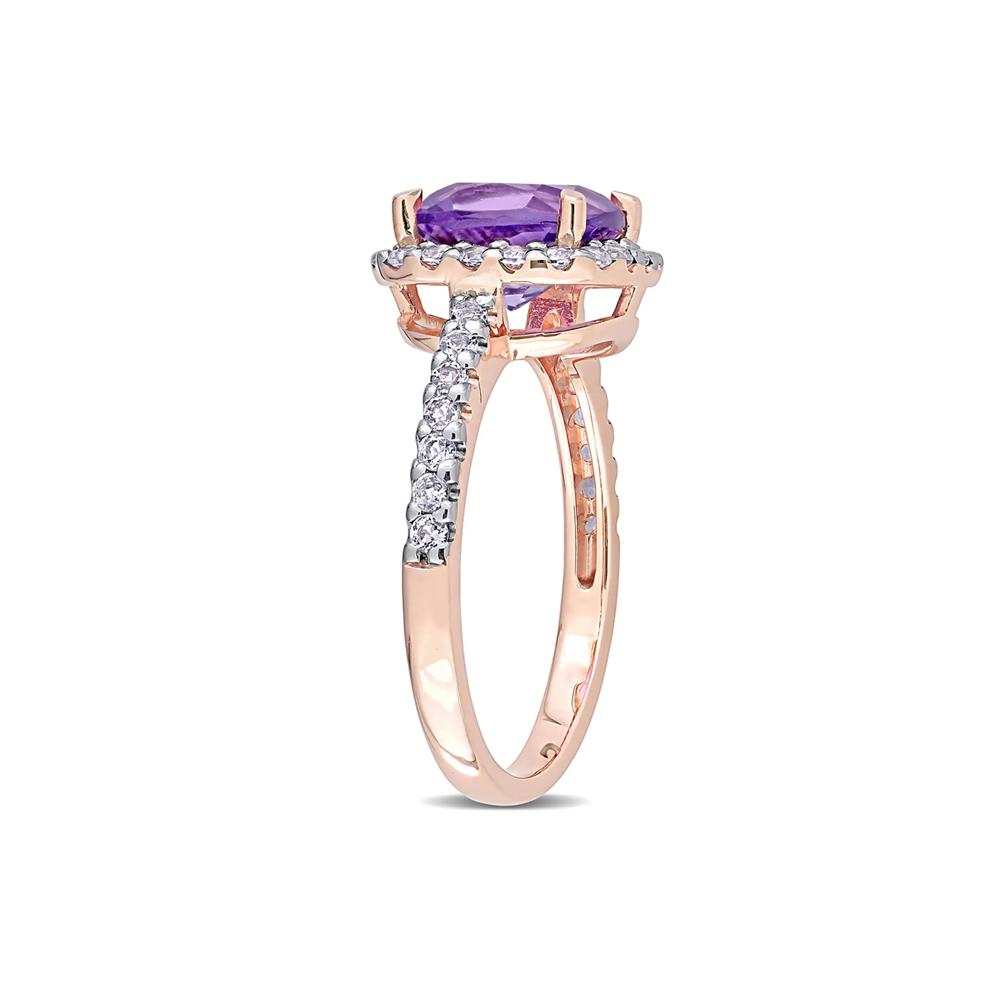 Amethyst &amp; White Topaz Ring in 10K Rose Gold – Image 3 of 6