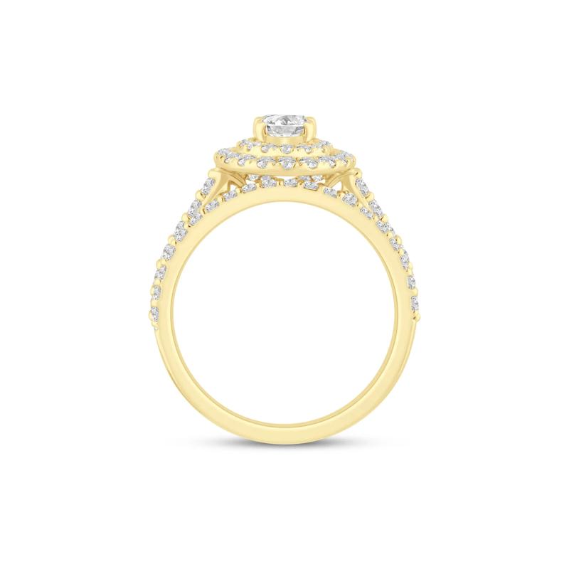 Lab Grown Diamond Double Halo Engagement Ring in 14K Yellow Gold &#40;1 1/2 ct. tw.&#41; – Image 2 of 3