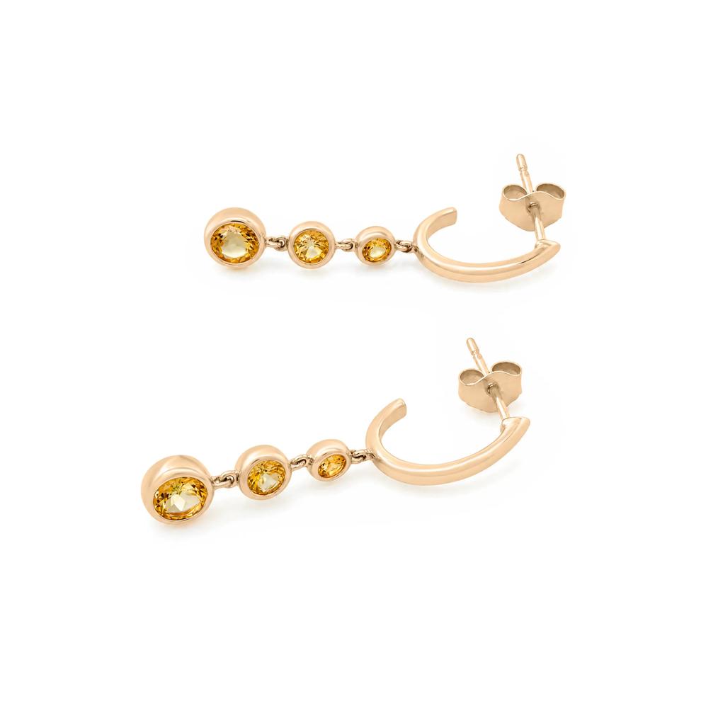 Citrine Three-Stone Graduated Drop Earrings in 10K Yellow Gold – Image 2 of 2