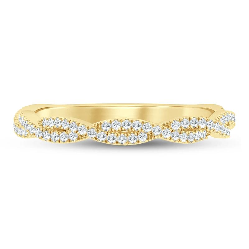 Lab Grown Diamond Twist Anniversary Band in 10K Yellow Gold (1/5 ct. tw.) – Image 1 of 3