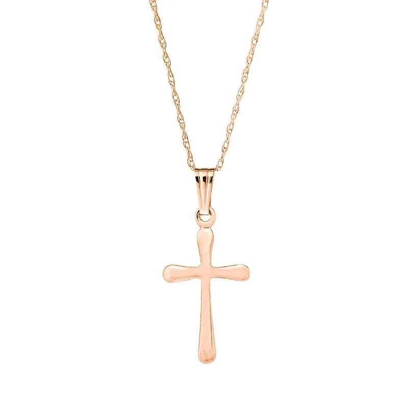 Children&#39;s Cross Pendant in 14K Rose Gold – Image 1 of 1