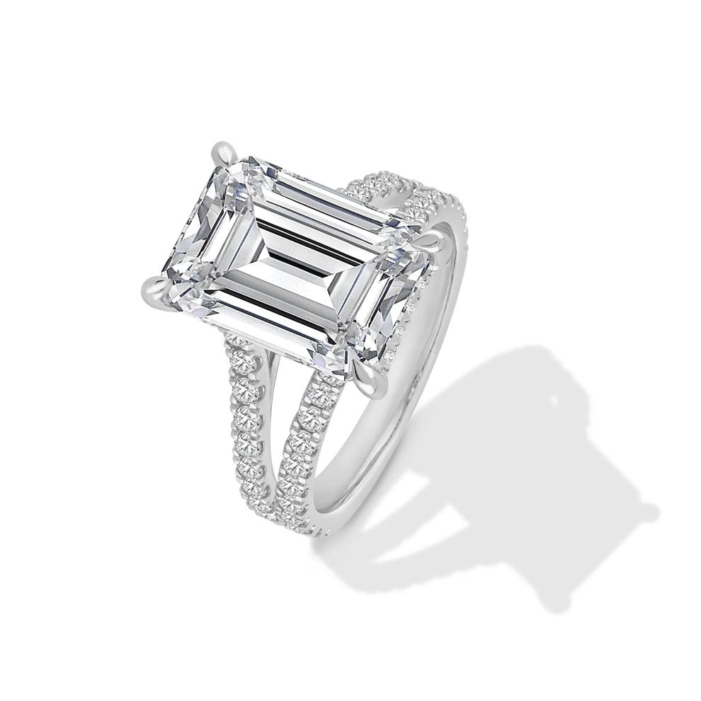 Lab Grown Diamond Emerald Engagement Ring in 14K White Gold (8 ct. tw.) – Image 4 of 4