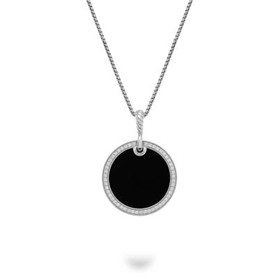Men's Diamond Onyx Circle Medallion Pendant Necklace in Sterling Silver (1/2 ct. tw.)