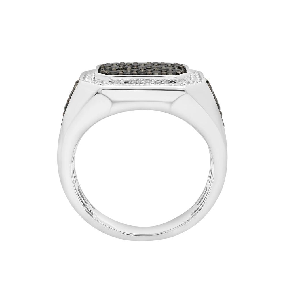 Men's Black &amp; White Diamond Octagonal Ring in Sterling Silver (1 1/7 ct. tw.) – Image 2 of 5