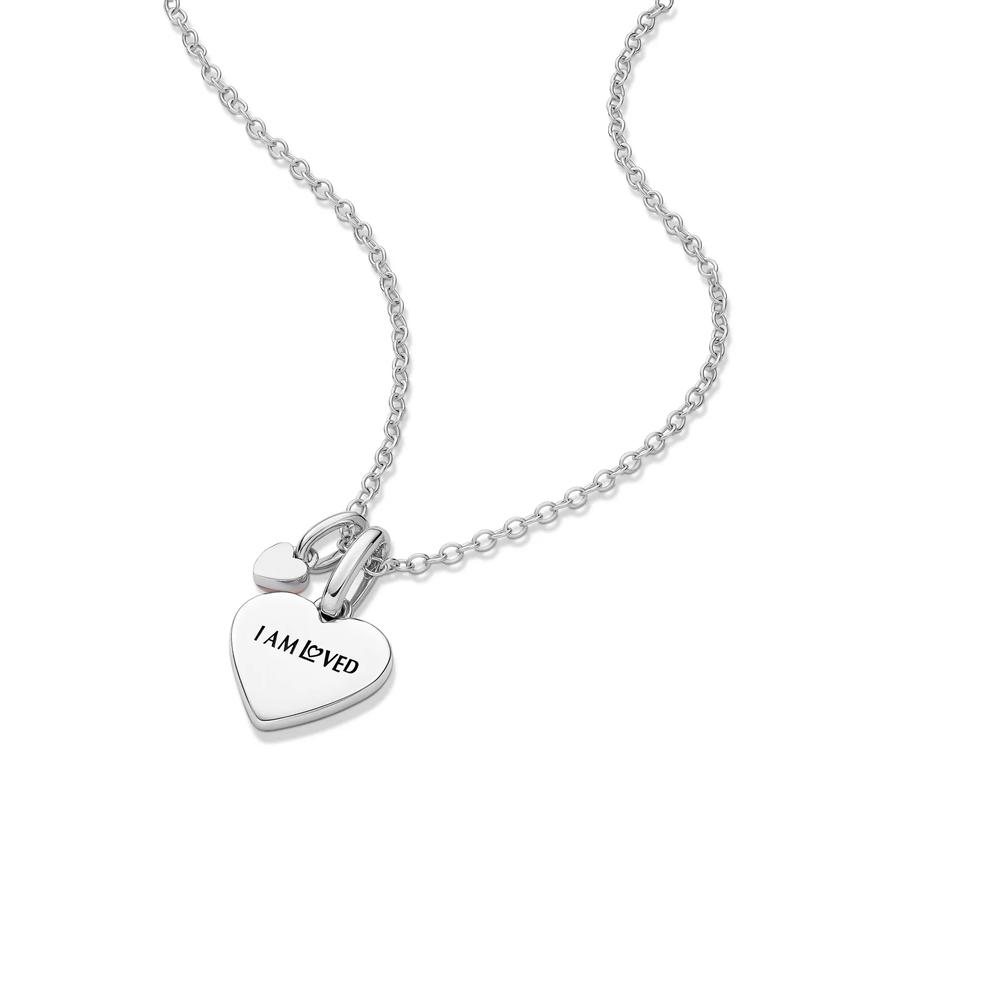 Lab Grown Diamond Accent Heart Pendant in Sterling Silver &amp; 10K Rose Gold – Image 5 of 5