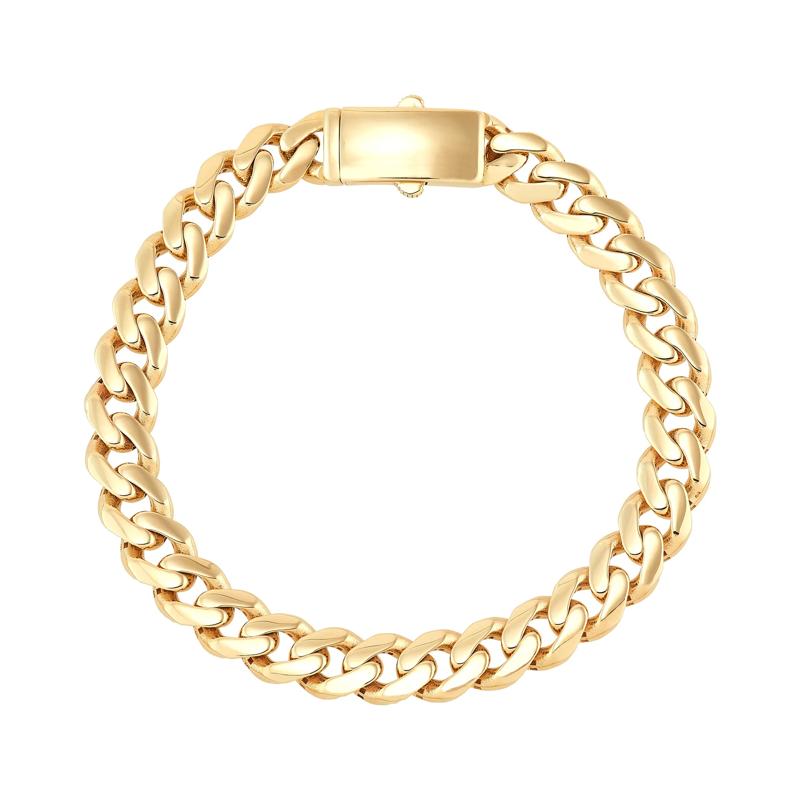 Polished Curb Bracelet in 14K Yellow Gold, 7.75MM, 7.5&quot; – Image 2 of 2