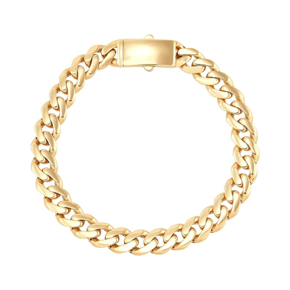 Polished Curb Bracelet in 14K Yellow Gold, 7.75MM, 7.5" – Image 2 of 2