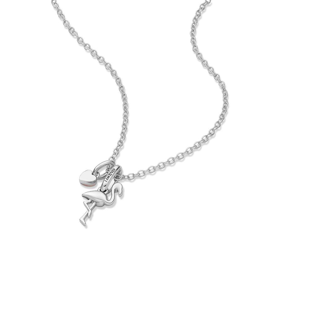 Lab Grown Diamond Accent Flamingo Pendant in Sterling Silver &amp; 10K Rose Gold – Image 5 of 5