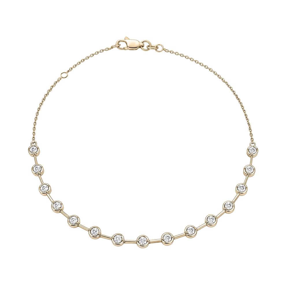 Diamond Tiny Circles &amp; Cable Chain Bracelet in 10K Yellow Gold, 7.25" (1/2 ct. tw.) – Image 2 of 2