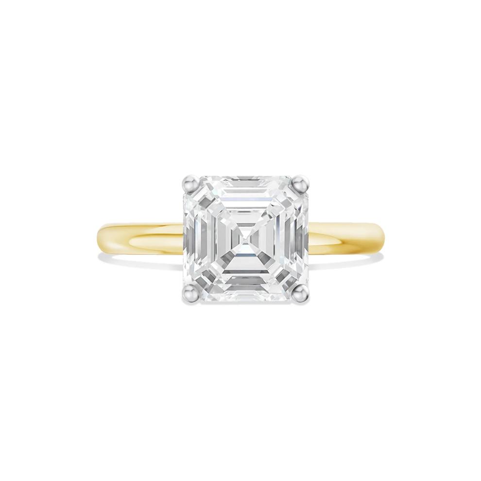 Lab Grown Diamond Asscher Cut Solitaire Ring in 14K Yellow and White Gold (3 ct. tw.) – Image 1 of 4