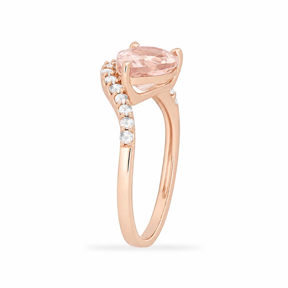 Pear-Shaped East-West Morganite &amp; Diamond Ring in 10K Rose Gold (1/4 ct. tw.) – Image 3 of 4