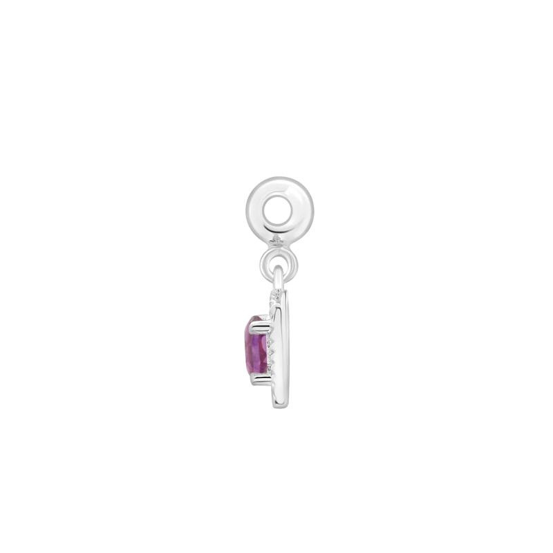 Amethyst Medallion Birthstone Bead Charm in Sterling Silver – Image 2 of 3