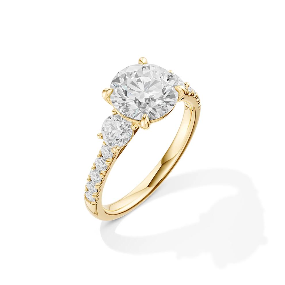 Lab Grown Diamond Three-Stone Engagement Set in 10K Yellow Gold (3 ct. tw.) – Image 5 of 6