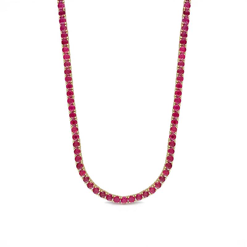 Blue Sapphire Tennis Necklace in 14K White Gold, 16.5&rdquo; – Image 1 of 4