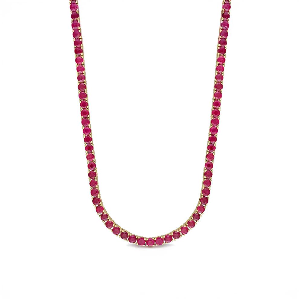 Blue Sapphire Tennis Necklace in 14K White Gold, 16.5&rdquo; – Image 1 of 4