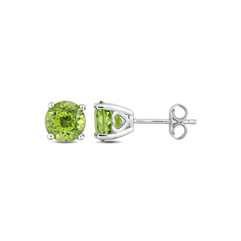 Peridot Stud Earrings with Heart Baskets in Sterling Silver – Image 1 of 3