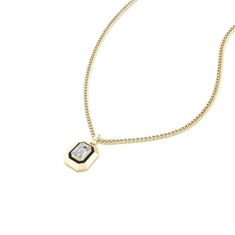 Lab Grown Diamond Emerald-Cut Pendant Necklace in 10K Yellow Gold (1 1/2 ct. tw.) – Image 4 of 4