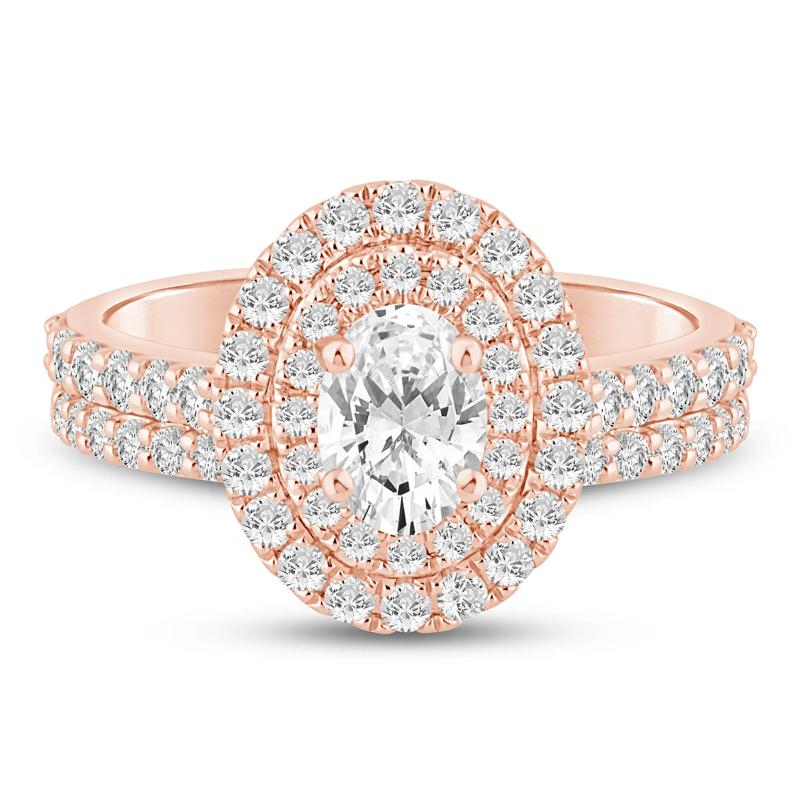  Lab Grown Diamond Double Halo Engagement Ring in 14K Rose Gold &#40;1 1/2 ct. tw.&#41;  – Image 1 of 3