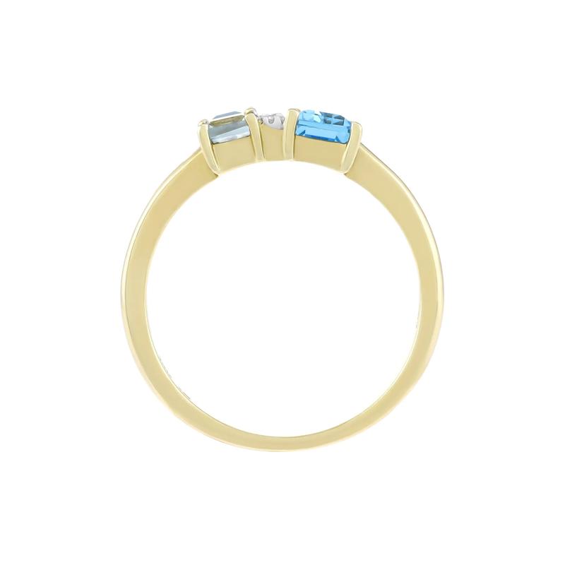 Blue Topaz, London Blue Topaz and Diamond Accent Ring in 10K Yellow Gold – Image 2 of 3