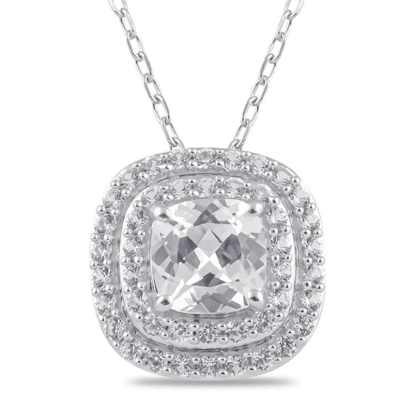 Lab Created White Sapphire Pendant &amp; Earrings Set in Sterling Silver – Image 3 of 5