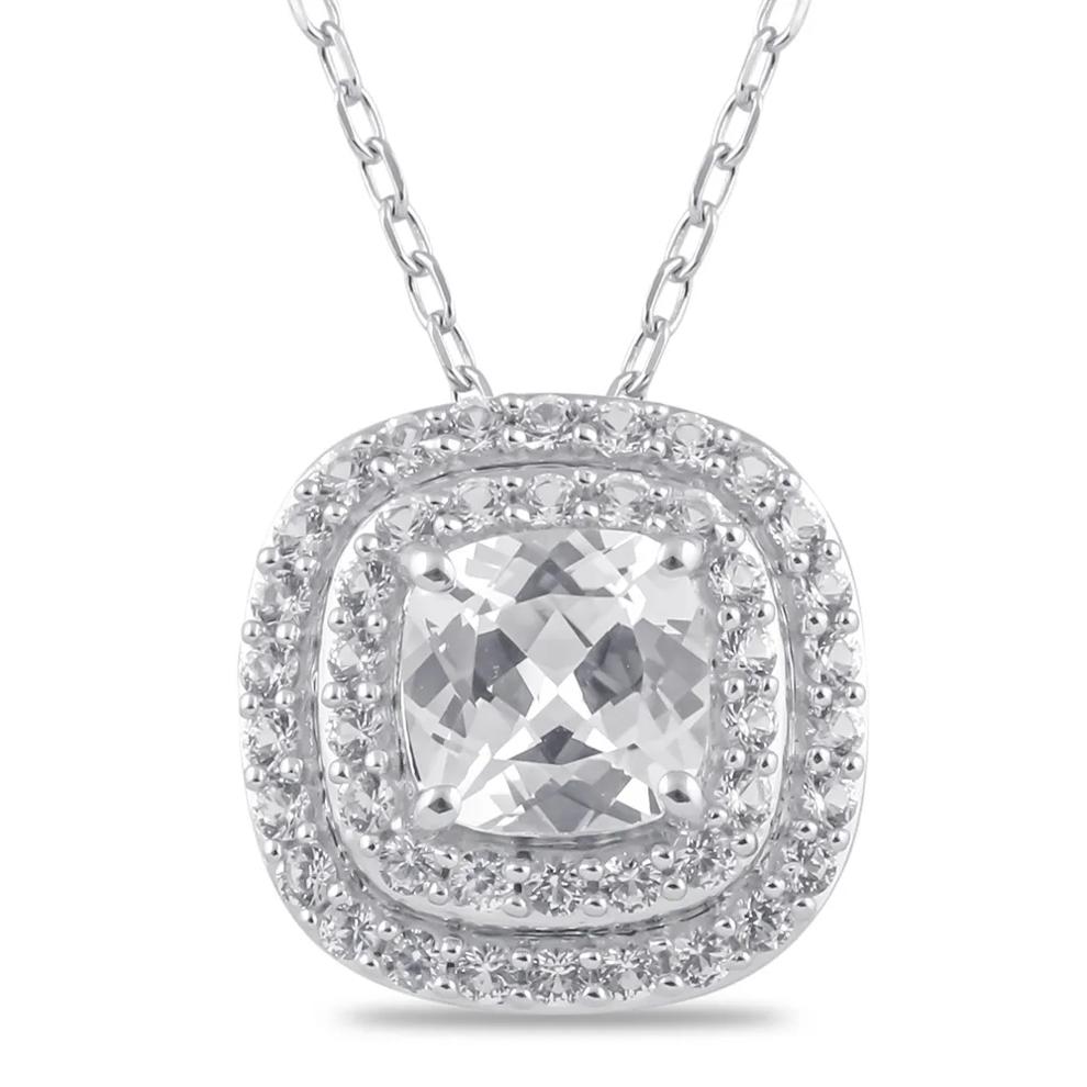 Lab Created White Sapphire Pendant &amp; Earrings Set in Sterling Silver – Image 3 of 5