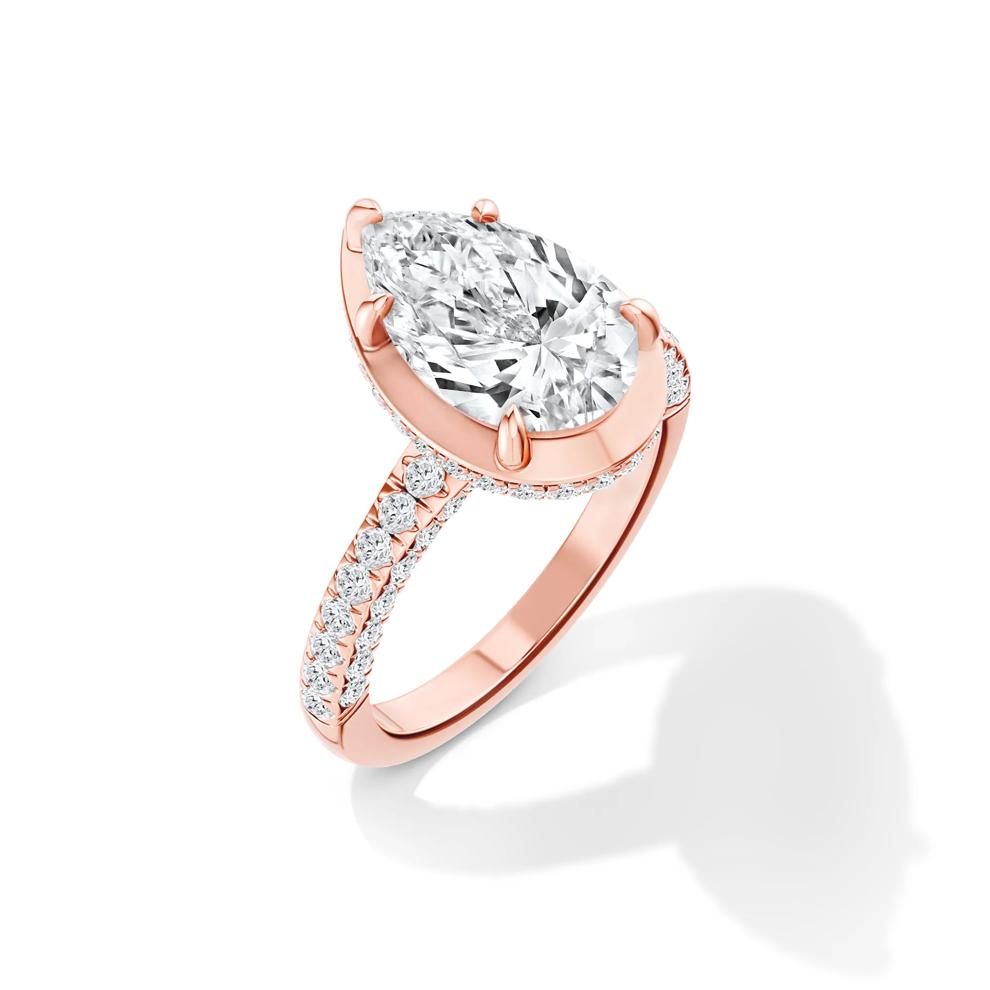 Ezra Lab Grown Diamond Pear-Shaped Center Engagement Ring in 14K Rose Gold (3 3/4 ct. tw.) – Image 4 of 4