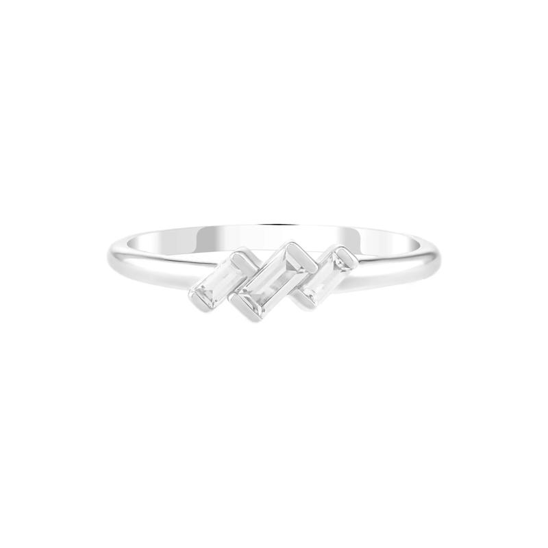 Lab-Created White Sapphire Three-Stone Stack Ring in Sterling Silver – Image 1 of 3