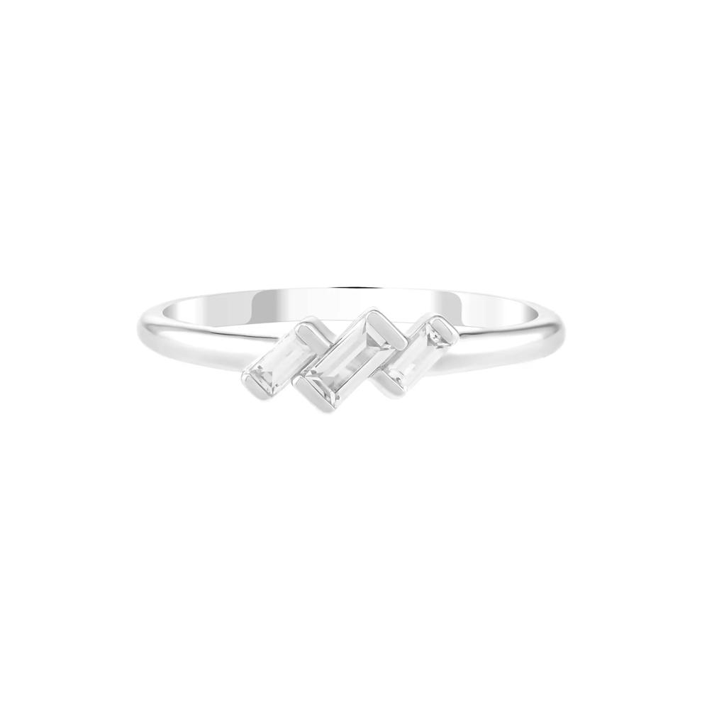 Lab-Created White Sapphire Three-Stone Stack Ring in Sterling Silver – Image 1 of 3