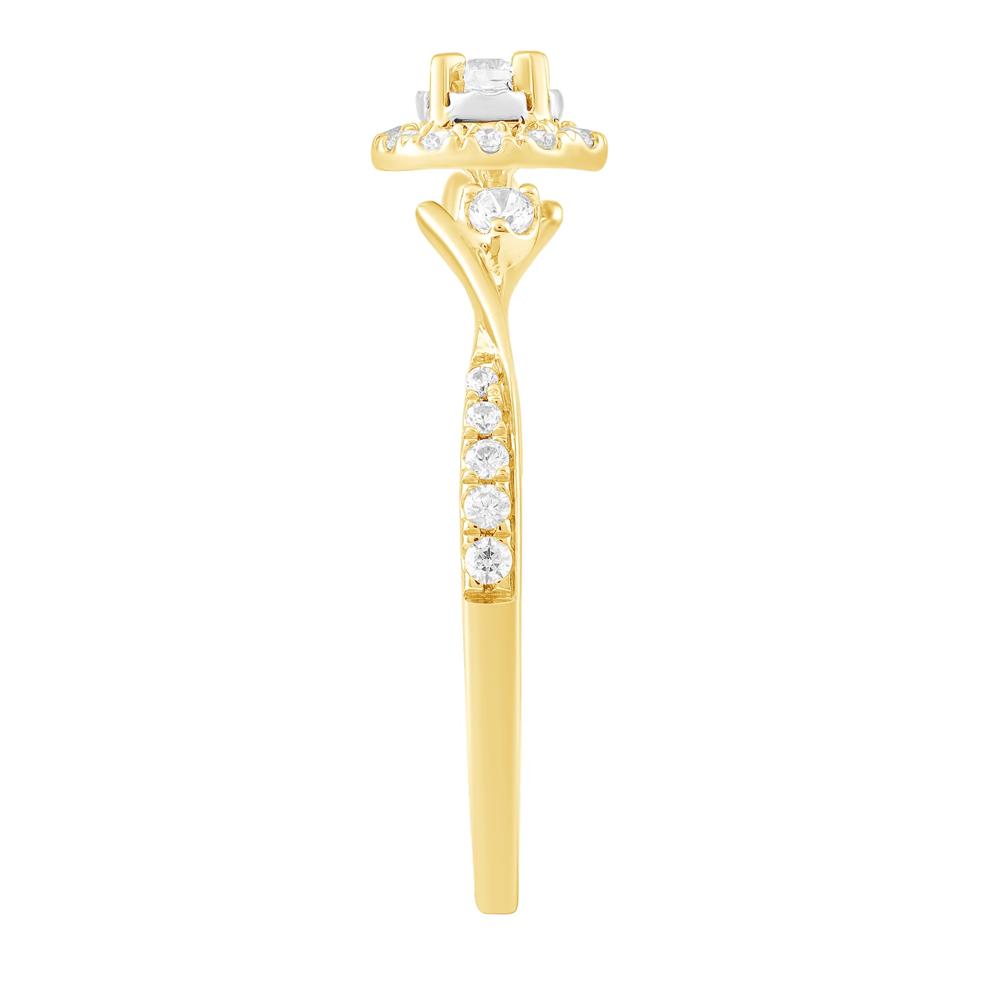 Round Diamond Halo Promise Ring in 10K Yellow Gold (1/4 ct. tw.) – Image 3 of 3